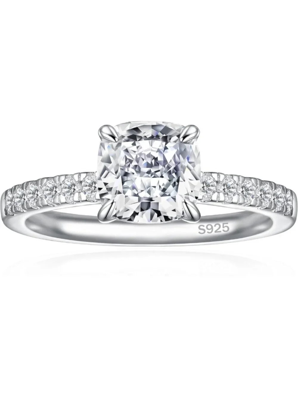 Cushion Cut 925 Sterling Silver Engagement Ring for Women - Elegant & Timeless